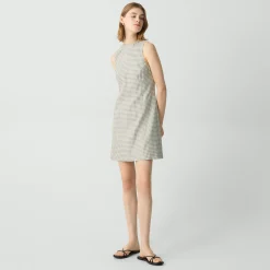 A-Line Mini Dress in Checked Linen-Blend