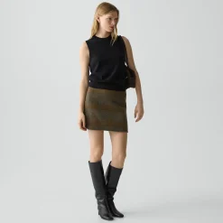 A-Line Mini Skirt in Plaid Wool-Cashmere
