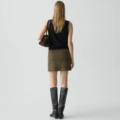 A-Line Mini Skirt in Plaid Wool-Cashmere