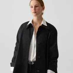 A-Line Trench Coat in Sleek Cotton