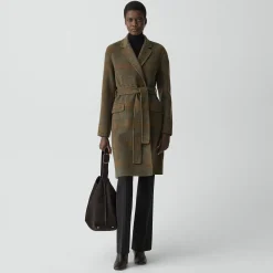 Belted Coat in Plaid Wool-Cashmere