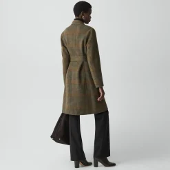 Belted Coat in Plaid Wool-Cashmere