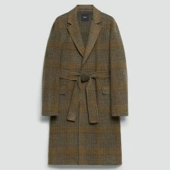 Belted Coat in Plaid Wool-Cashmere