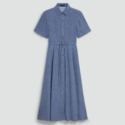 Belted Shirt Dress in Fluid Linen