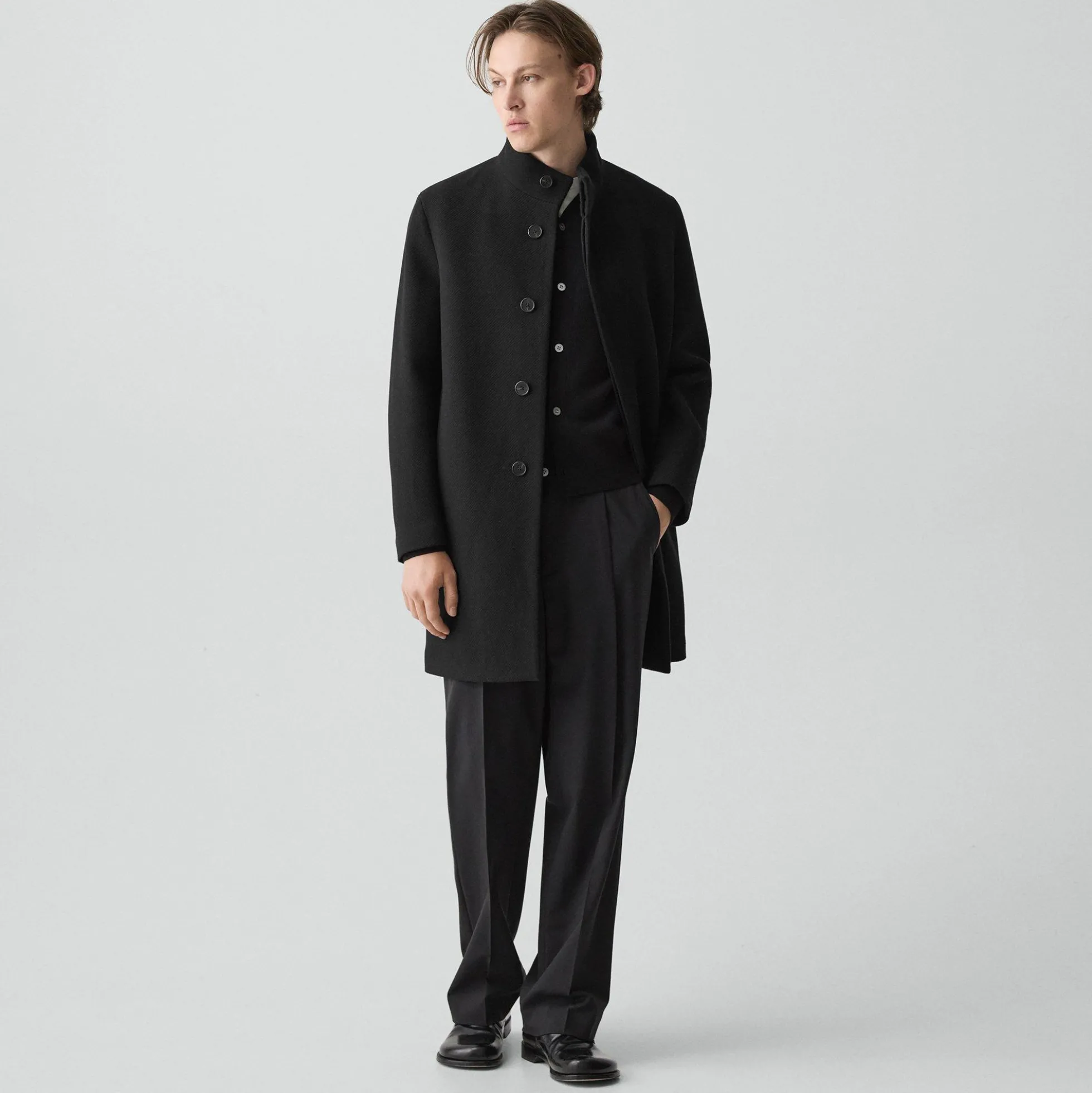 Belvin Coat in Textured Wool-Blend Melton