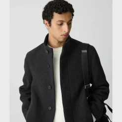 Belvin Coat in Textured Wool-Blend Melton