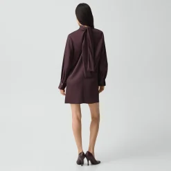 Blouson Sleeve Dress in Satin