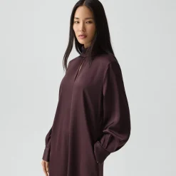 Blouson Sleeve Dress in Satin