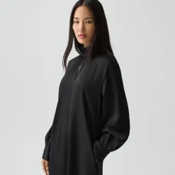Blouson Sleeve Dress in Satin