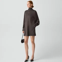 Blouson Sleeve Dress in Satin