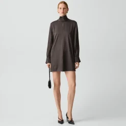 Blouson Sleeve Dress in Satin