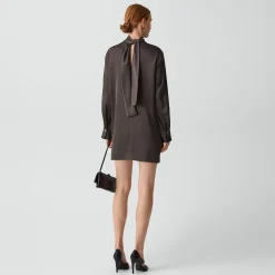 Blouson Sleeve Dress in Satin