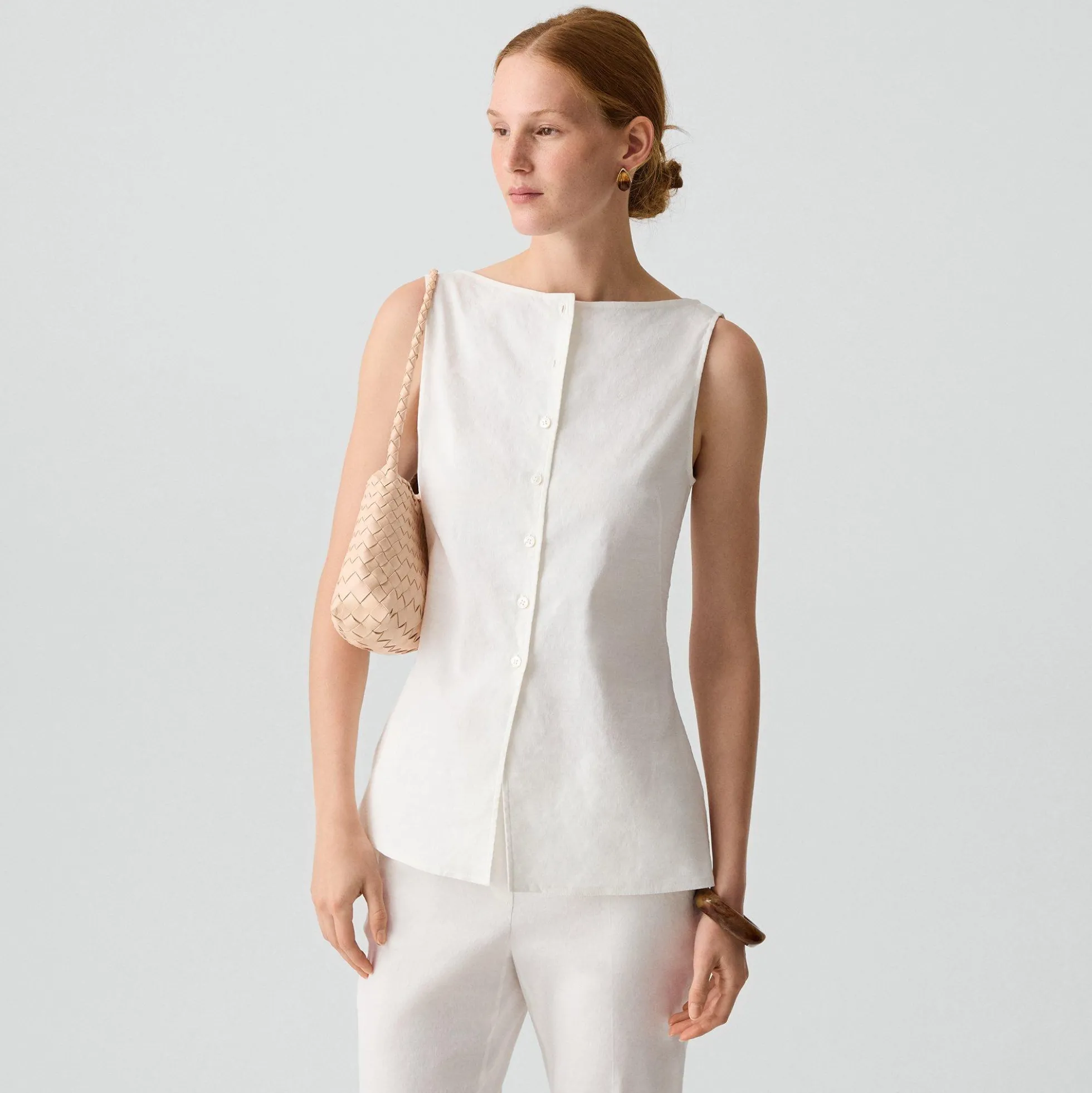 Boatneck Cutaway Top in Good Linen