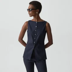 Boatneck Cutaway Top in Good Linen