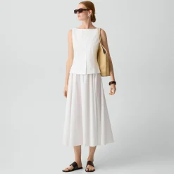 Boatneck Midi Dress in Relaxed Poplin