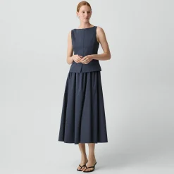Boatneck Midi Dress in Relaxed Poplin
