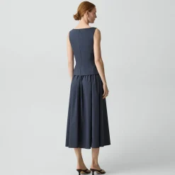 Boatneck Midi Dress in Relaxed Poplin