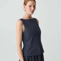 Boatneck Midi Dress in Relaxed Poplin