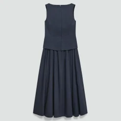 Boatneck Midi Dress in Relaxed Poplin