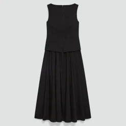Boatneck Midi Dress in Relaxed Poplin