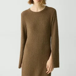 Bouclé Midi Dress in Cotton-Blend