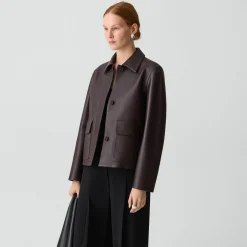Boxy Patch Pocket Jacket in Leather