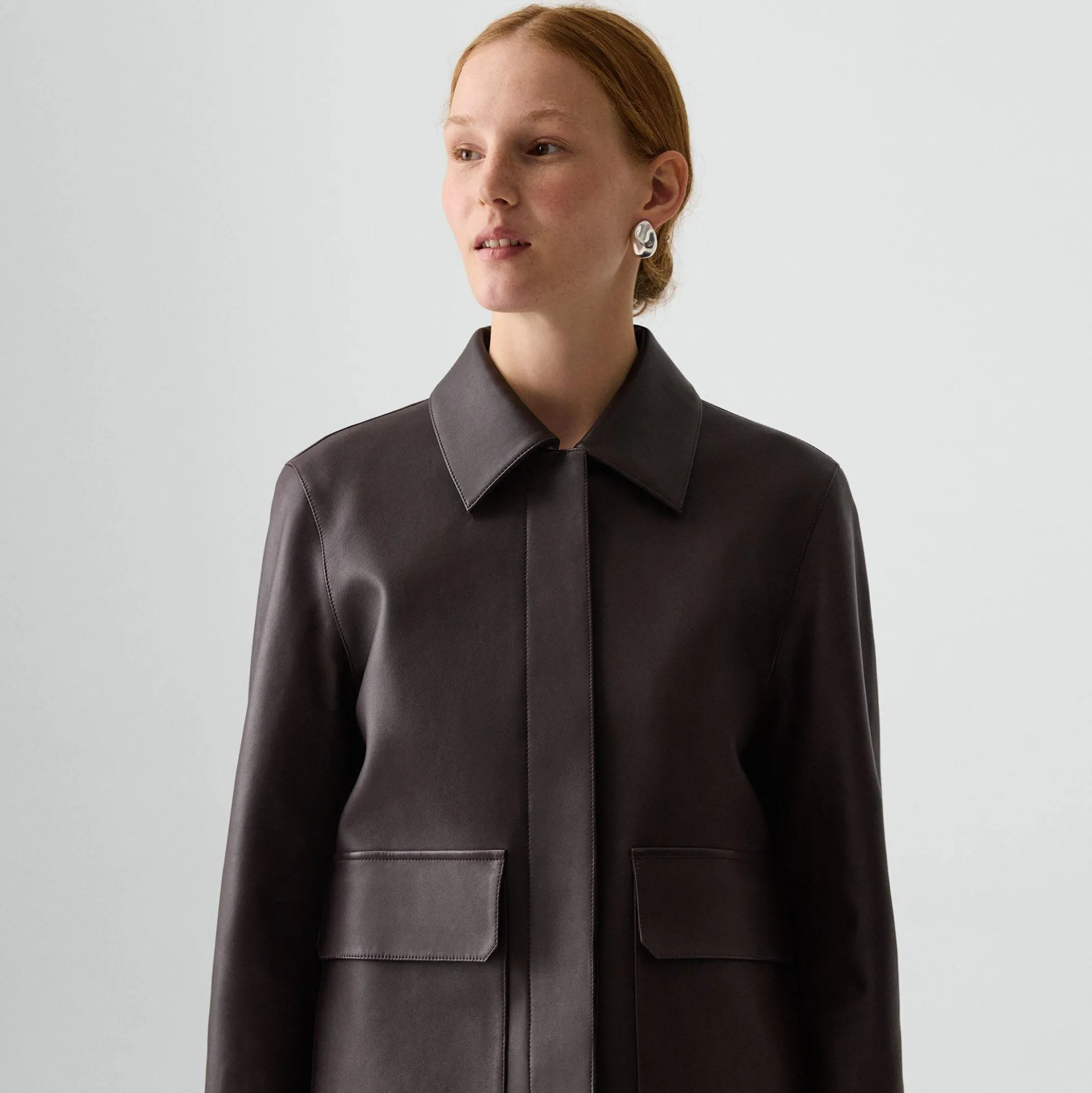Boxy Patch Pocket Jacket in Leather