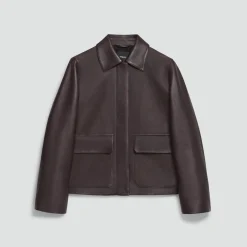 Boxy Patch Pocket Jacket in Leather