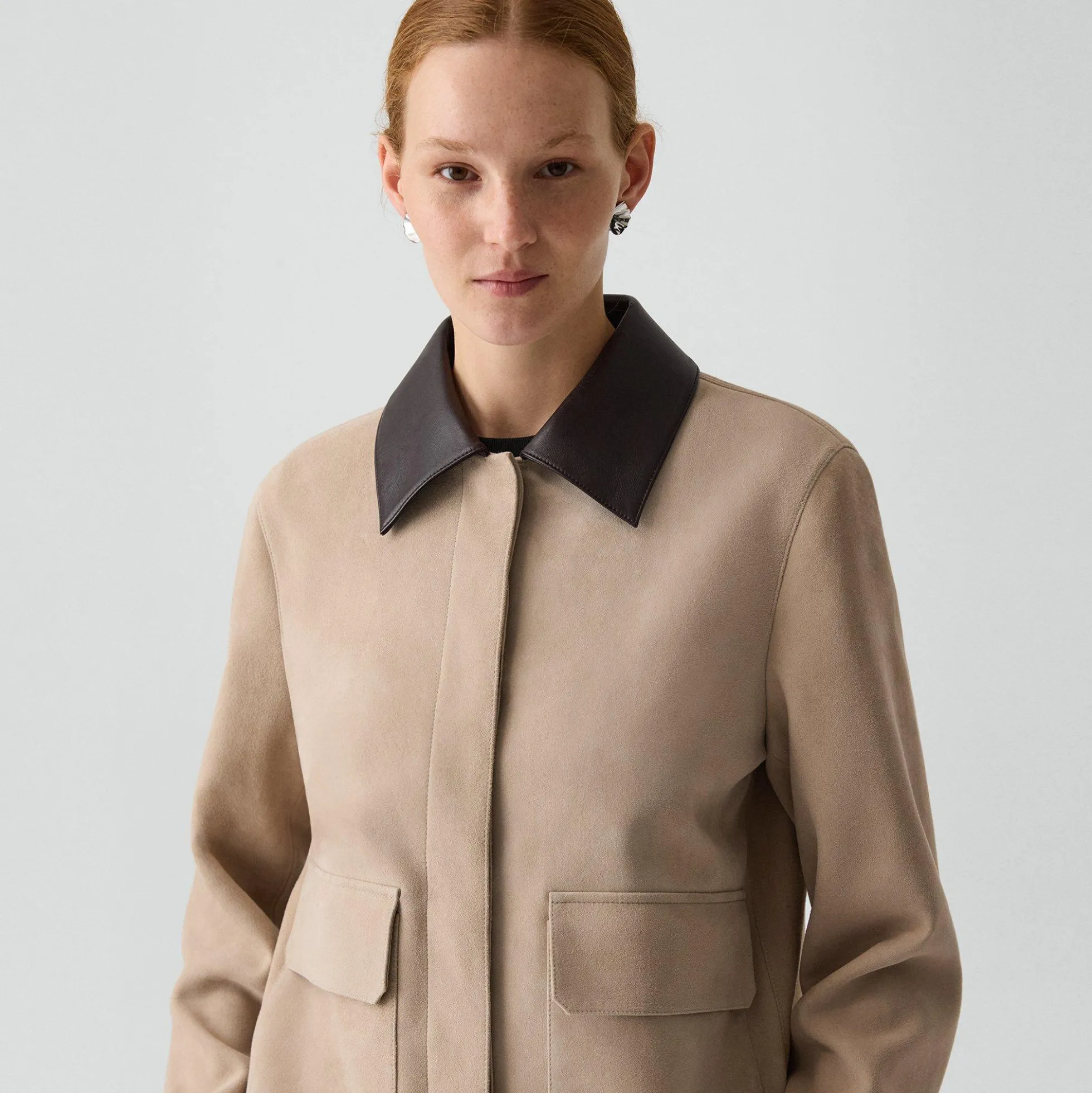 Boxy Patch Pocket Jacket in Suede