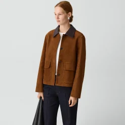 Boxy Patch Pocket Jacket in Suede