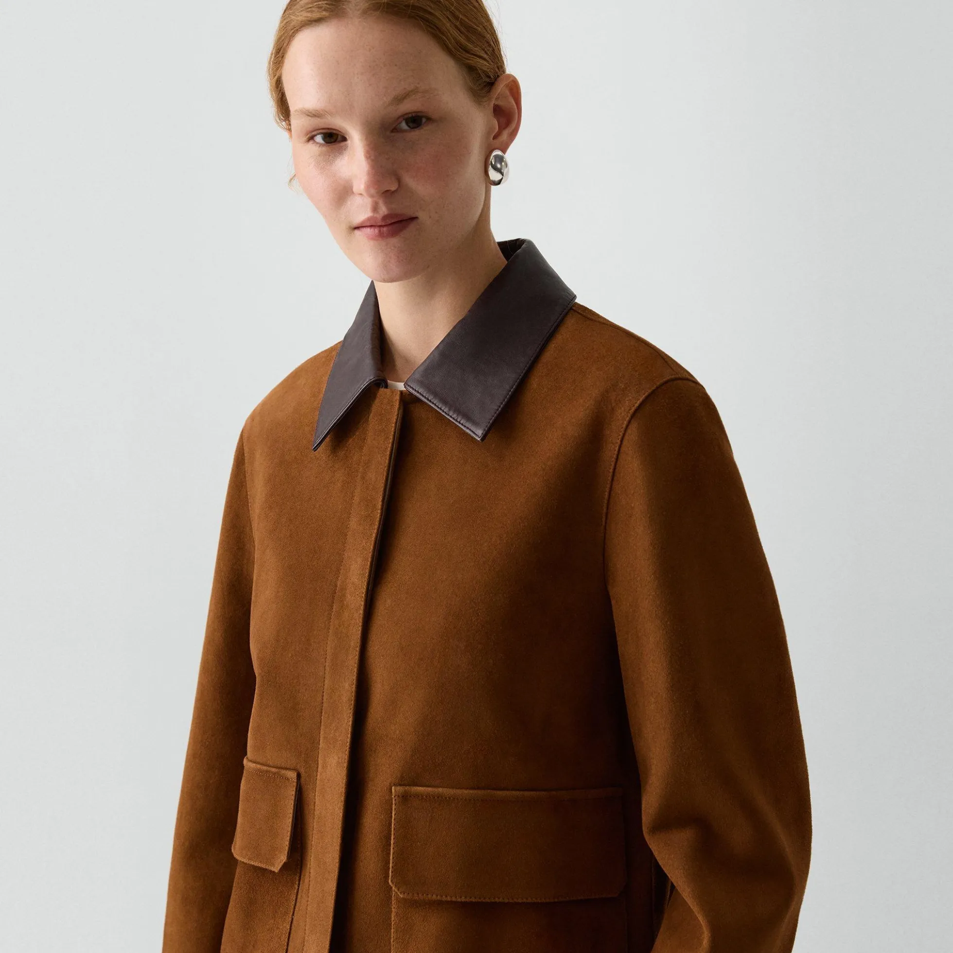 Boxy Patch Pocket Jacket in Suede