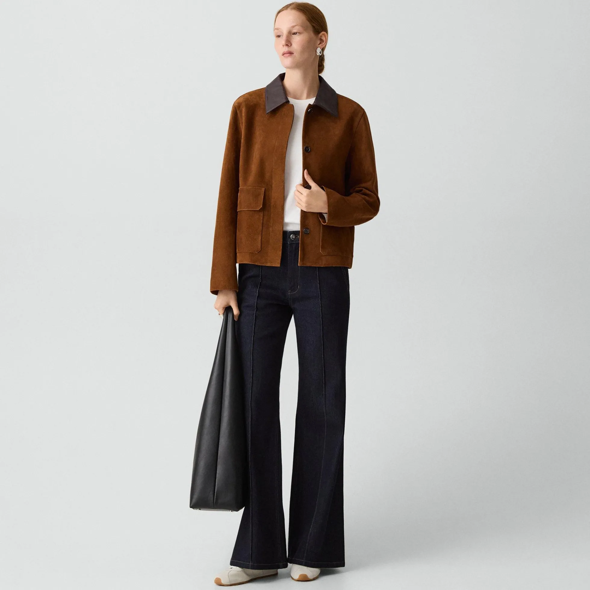 Boxy Patch Pocket Jacket in Suede