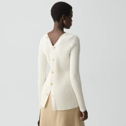 Button-Back Cardigan in Merino Wool
