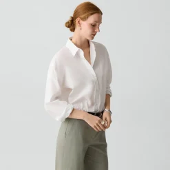 Button-Back Shirt in Relaxed Poplin