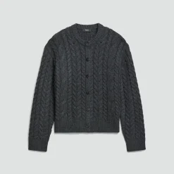 Cable-Knit Cardigan in Felted Wool-Cashmere