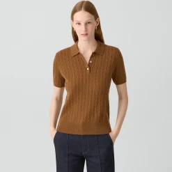 Cable-Knit Polo Shirt in Cashmere