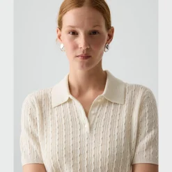 Cable-Knit Polo Shirt in Cashmere