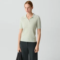 Cable-Knit Polo Shirt in Cashmere