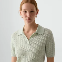 Cable-Knit Polo Shirt in Cashmere