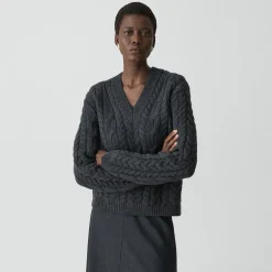 Cable-Knit Sweater in Felted Wool-Cashmere