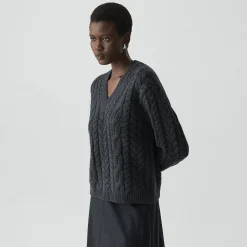 Cable-Knit Sweater in Felted Wool-Cashmere