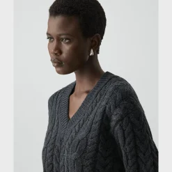 Cable-Knit Sweater in Felted Wool-Cashmere