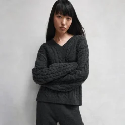 Cable-Knit Sweater in Felted Wool-Cashmere