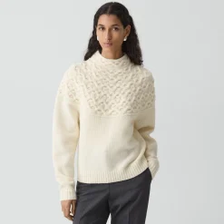 Cable-Knit Yoke Sweater in Felted Wool-Cashmere