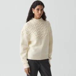 Cable-Knit Yoke Sweater in Felted Wool-Cashmere