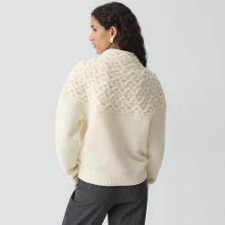 Cable-Knit Yoke Sweater in Felted Wool-Cashmere