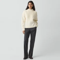 Cable-Knit Yoke Sweater in Felted Wool-Cashmere