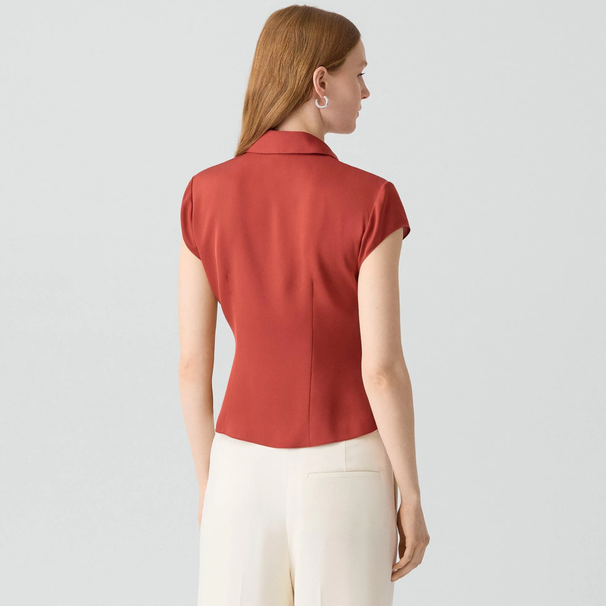 Cap Sleeve Shirt in Silk Georgette
