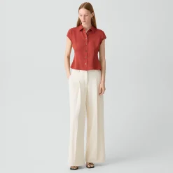 Cap Sleeve Shirt in Silk Georgette