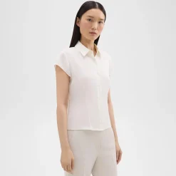 Cap Sleeve Shirt in Silk Georgette